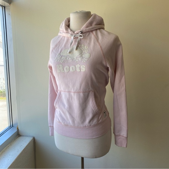 Roots Baby Pink Drawstring Hoodie with Logo - Picture 2 of 8